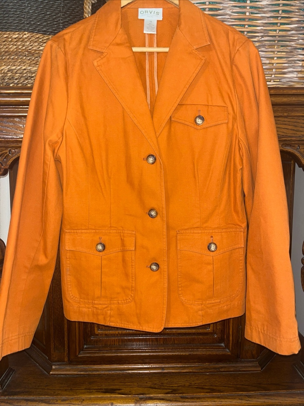 Orvis Women's pumpkin Orange Cotton Utility Blazer
